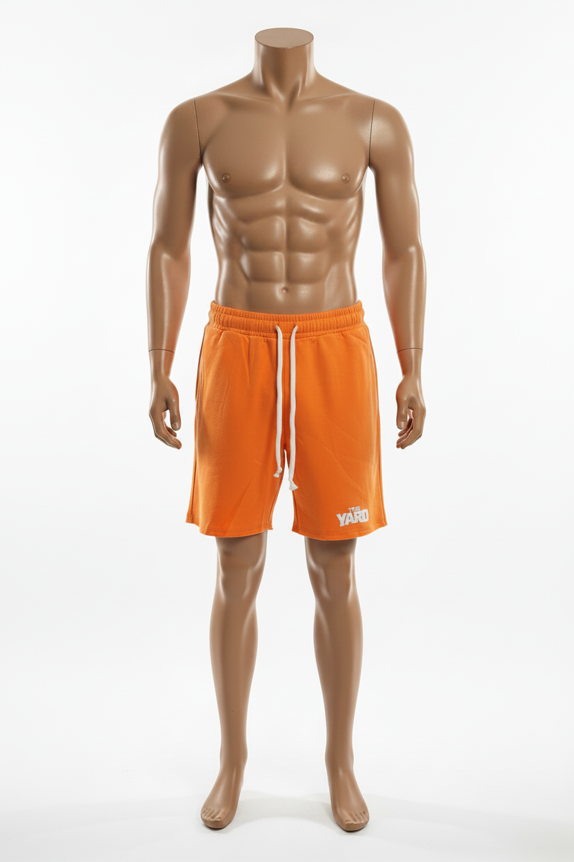 ORANGE TERRY RAW EDGE SWEAT SHORT